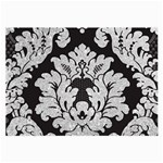 Diamond Bling Glitter on Damask Black Twin-sided Handkerchief Front