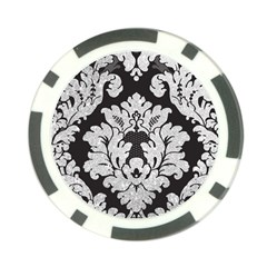 Diamond Bling Glitter On Damask Black Poker Chip