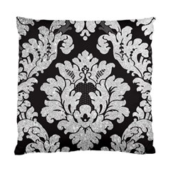 Diamond Bling Glitter On Damask Black Single-sided Cushion Case by artattack4all