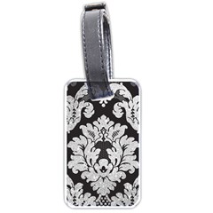 Diamond Bling Glitter On Damask Black Single-sided Luggage Tag by artattack4all