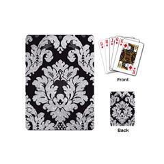 Diamond Bling Glitter On Damask Black Playing Cards (mini) by artattack4all