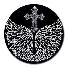 Bling Wings And Cross 8  Mouse Pad (round) by artattack4all