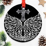 Bling Wings and Cross Ceramic Ornament (Round) Front