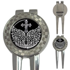 Bling Wings And Cross Golf Pitchfork & Ball Marker by artattack4all