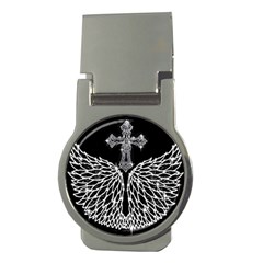 Bling Wings And Cross Money Clip (round) by artattack4all