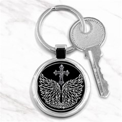 Bling Wings And Cross Key Chain (round) by artattack4all