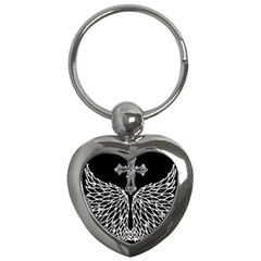 Bling Wings And Cross Key Chain (heart) by artattack4all