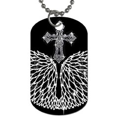 Bling Wings And Cross Single-sided Dog Tag