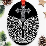 Bling Wings and Cross Oval Ornament (Two Sides) Front