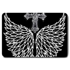 Bling Wings And Cross Large Door Mat