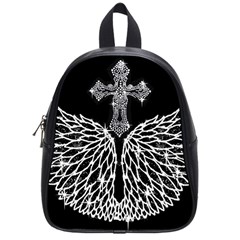 Bling Wings And Cross Small School Backpack by artattack4all