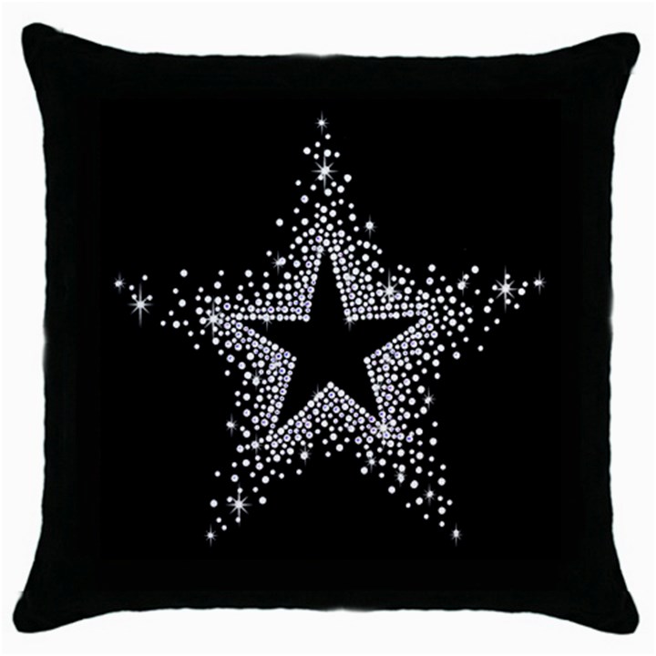 Sparkling Bling Star Cluster Black Throw Pillow Case