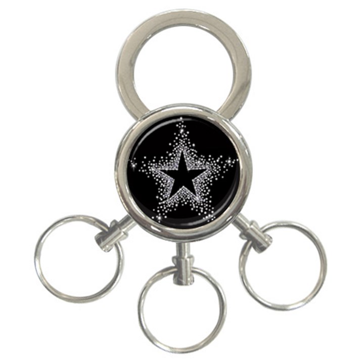 Sparkling Bling Star Cluster 3-Ring Key Chain