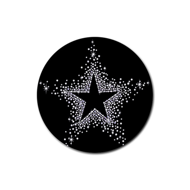 Sparkling Bling Star Cluster 4 Pack Rubber Drinks Coaster (Round)