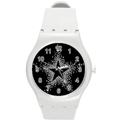 Sparkling Bling Star Cluster Round Plastic Sport Watch Medium