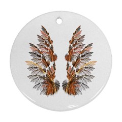 Brown Feather Wing Ceramic Ornament (round)