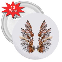 Brown Feather Wing 10 Pack Large Button (round) by artattack4all