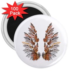 Brown Feather Wing 100 Pack Large Magnet (round)