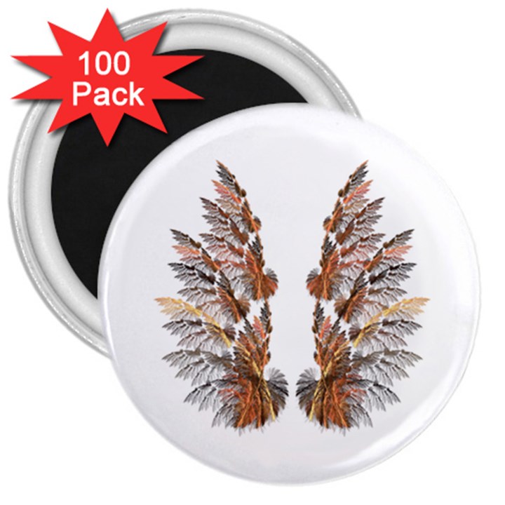 Brown Feather wing 100 Pack Large Magnet (Round)