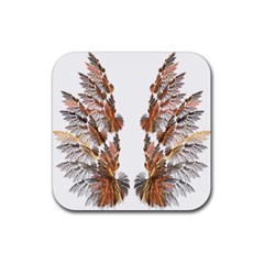 Brown Feather Wing Rubber Drinks Coaster (square)