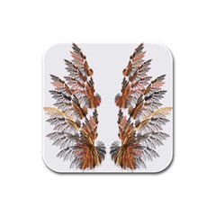 Brown Feather Wing 4 Pack Rubber Drinks Coaster (square)