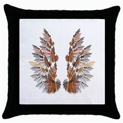 Brown Feather Wing Black Throw Pillow Case