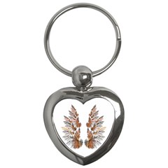 Brown Feather Wing Key Chain (heart) by artattack4all