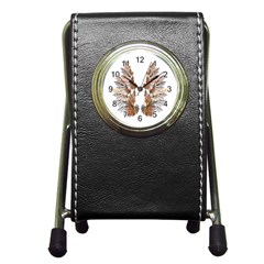 Brown Feather Wing Stationery Holder Clock