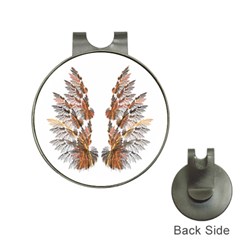 Brown Feather Wing Hat Clip With Golf Ball Marker