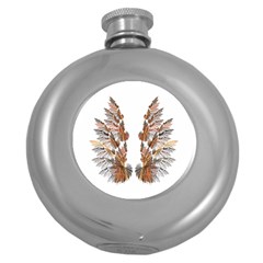 Brown Feather Wing Hip Flask (round)