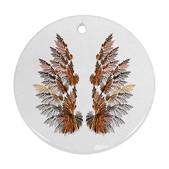 Brown Feather Wing Twin-sided Ceramic Ornament (round) by artattack4all