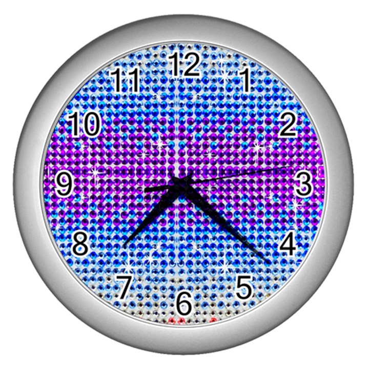 Rainbow of Colors, Bling and Glitter Silver Wall Clock