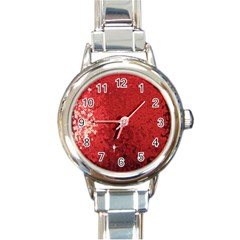 Sequin And Glitter Red Bling Classic Elegant Ladies Watch (round) by artattack4all