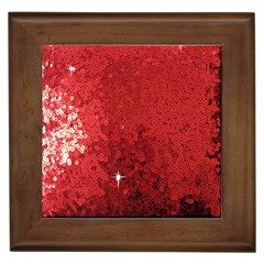 Sequin And Glitter Red Bling Framed Ceramic Tile by artattack4all