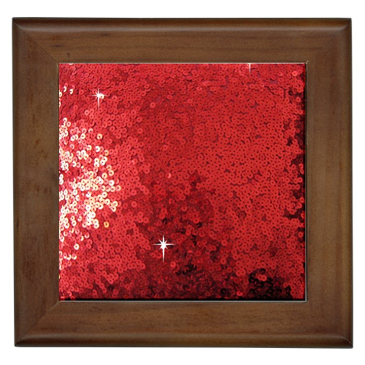 Sequin and Glitter Red Bling Framed Ceramic Tile