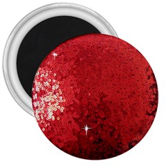 Sequin And Glitter Red Bling Large Magnet (round) by artattack4all