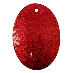 Sequin And Glitter Red Bling Ceramic Ornament (oval) by artattack4all