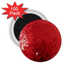 Sequin And Glitter Red Bling 100 Pack Regular Magnet (round) by artattack4all