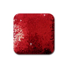 Sequin And Glitter Red Bling 4 Pack Rubber Drinks Coaster (square) by artattack4all