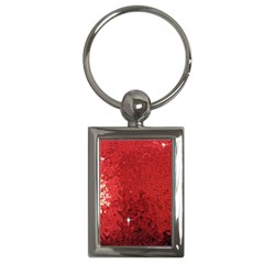 Sequin And Glitter Red Bling Key Chain (rectangle) by artattack4all