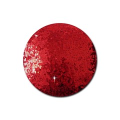 Sequin And Glitter Red Bling Rubber Drinks Coaster (round) by artattack4all