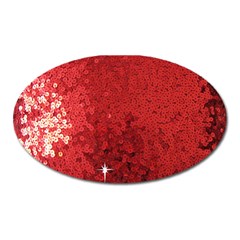 Sequin And Glitter Red Bling Large Sticker Magnet (oval) by artattack4all