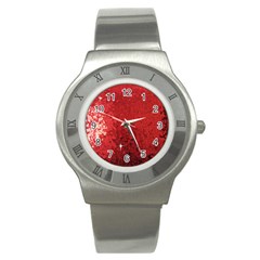 Sequin And Glitter Red Bling Stainless Steel Watch (round) by artattack4all