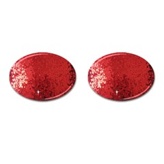 Sequin And Glitter Red Bling Oval Cuff Links by artattack4all