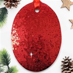 Sequin and Glitter Red Bling Oval Ornament (Two Sides) Front