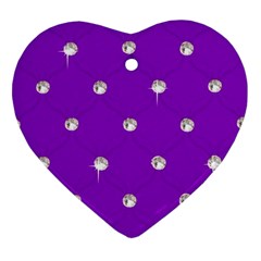 Royal Purple And Silver Bead Bling Ceramic Ornament (heart) by artattack4all