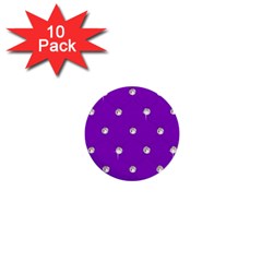 Royal Purple And Silver Bead Bling 10 Pack Mini Button (round) by artattack4all