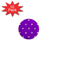 Royal Purple And Silver Bead Bling 10 Pack Mini Magnet (round) by artattack4all