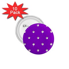 Royal Purple And Silver Bead Bling 10 Pack Small Button (round)