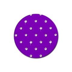 Royal Purple And Silver Bead Bling Rubber Drinks Coaster (round) by artattack4all